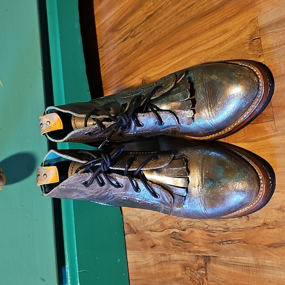 Shimmering Bronze Lace-Up Boots